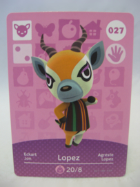 Animal Crossing Amiibo Card - Series 1 - 027: Lopez 
