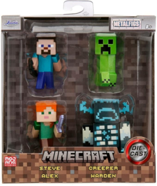 Minecraft - Metalfigs Set of 4 - Steve, Alex, Creeper & Warden (New)