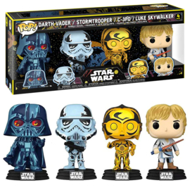 POP! Darth Vader / Stormtrooper / C-3PO / Luke Skywalker 4 Pack - Star Wars Retro Series (New)