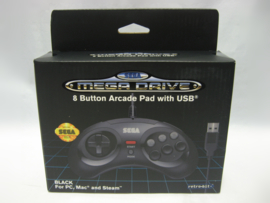 Retro-Bit Official SEGA Megadrive 8 Button Arcade Pad with USB 'Black' (New)
