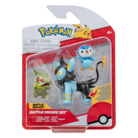 Pokemon Battle Figure Set - Axew + Luxio + Piplup (New)