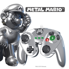 Wired Fight Pad - Metal Mario - Wii / Wii U (New)
