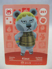 Animal Crossing Amiibo Card - Series 3 - 257: Klaus