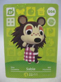 Animal Crossing Amiibo Card - Series 1 - 004: Sable 