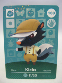 Animal Crossing Amiibo Card - Series 2 - 103: Kicks