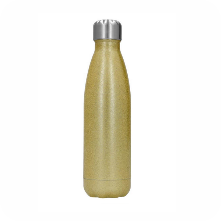 Waterfles glitter goud