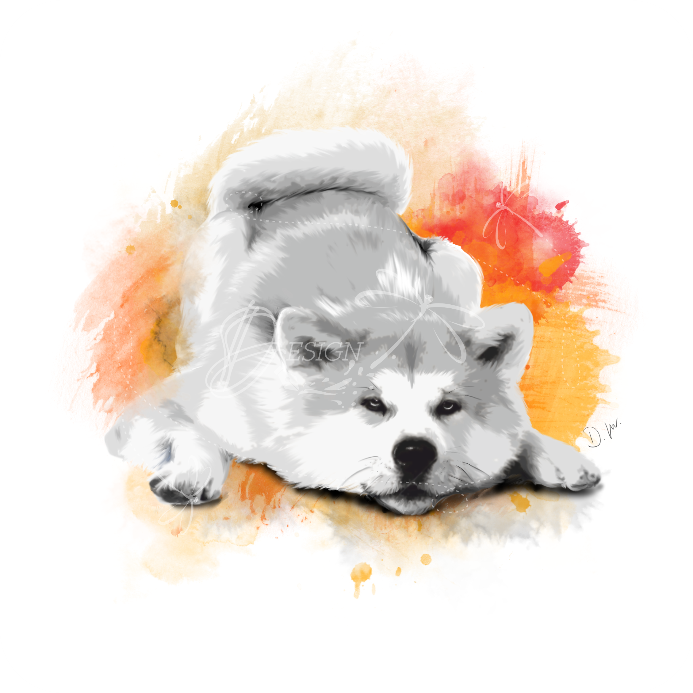 Akita love in brushstrokes