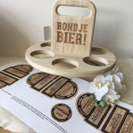 Houten tray Rondje bier eigen tekst DIY