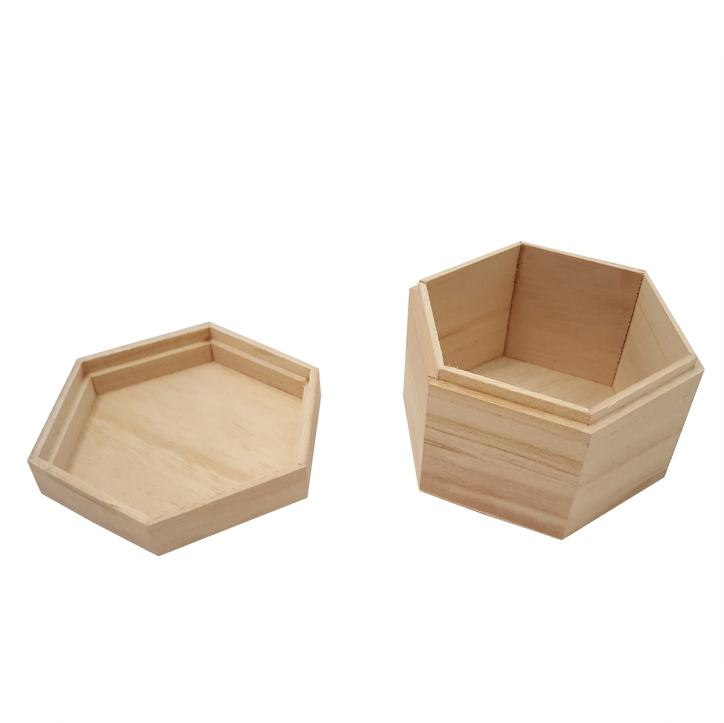 Houten kist zeshoek