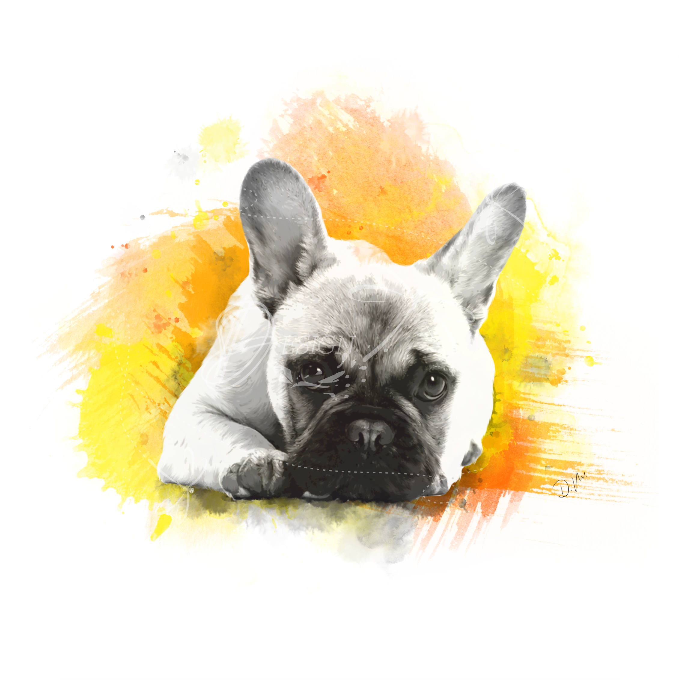 French Bully love in brushstrokes