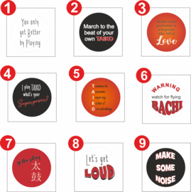 Button badge 3.7 cm met  Taiko quote