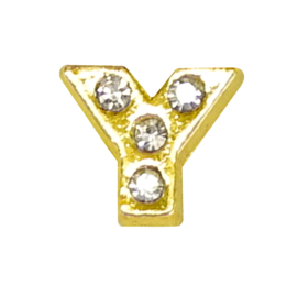 Letter Y goudkleur, charm voor in het medaillon