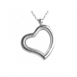 hartvormig locket memory medaillon met steentjes en ketting