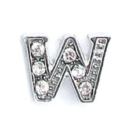 letter W, charm voor in het medaillon