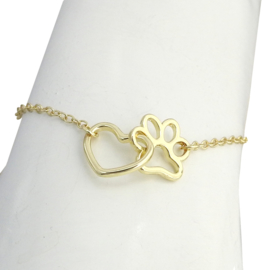 sieradenset Paw Heart, goudkleur