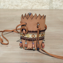 festival mini tasje Aztek bruin, indianlook