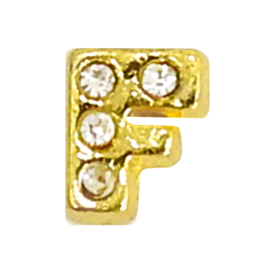 Letter F goudkleur, charm voor in het medaillon