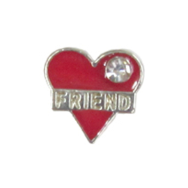 hartje friend rood, charm voor in het medaillon