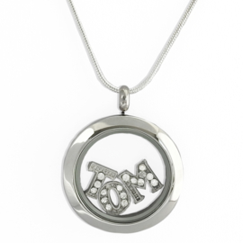 Rond stainless steel  locket memorie medaillon inclusief  halsketting