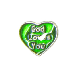 hartje god loves you, charm voor in het medaillon