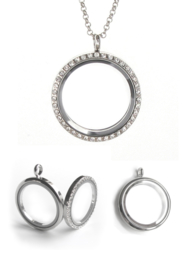 locket foto medaillon met Steentjes , inclusief halsketting