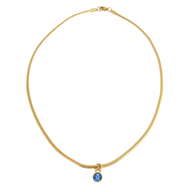 Saffier blauwe bedel met slangenketting, stainless steel