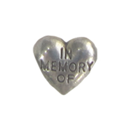 hartje in memory of, charm voor in het medaillon