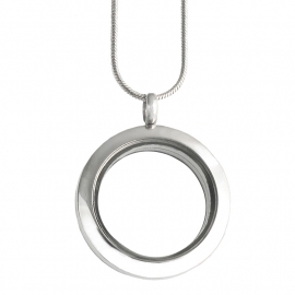 Rond stainless steel  locket memorie medaillon inclusief  halsketting