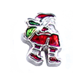 charm kerstman rood groen, charm voor in het medaillon