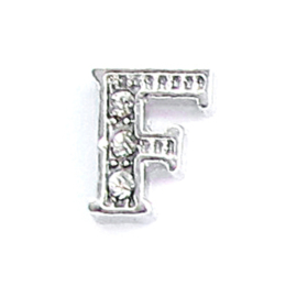 letter F, charm voor in het medaillon