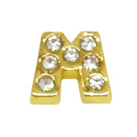 Letter M goudkleur, charm voor in het medaillon