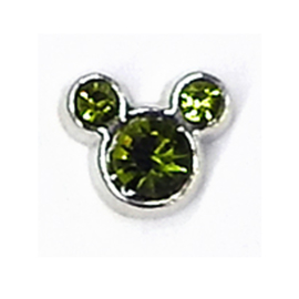 Mickey Mouse oren groen, charm voor in het medaillon