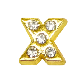 Letter X goudkleur, charm voor in het medaillon