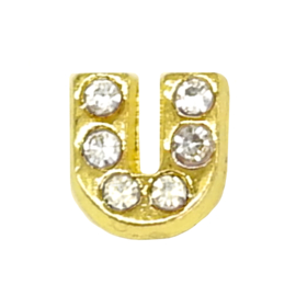 Letter U goudkleur, charm voor in het medaillon