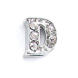 letter D, charm voor in het medaillon
