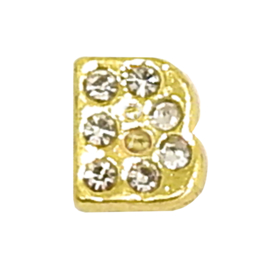 letter B goudkleur, charm voor in het medaillon
