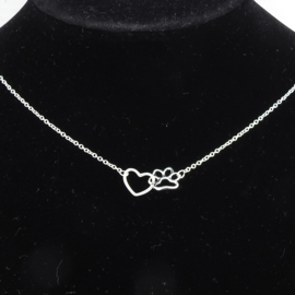 sieradenset Paw Heart, zilverkleur