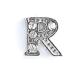 letter R, charm voor in het medaillon