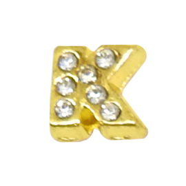 letter K goudkleur, charm voor in het medaillon