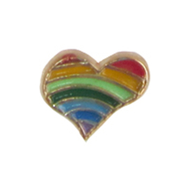 hartje regenboog, charm voor in het medaillon