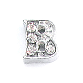 letter B zilverkleur, charm voor in het medaillon
