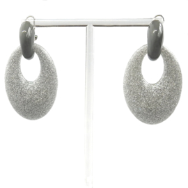 dangle creool oorbellen Zilvergrijs, 2 delig