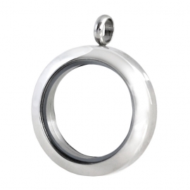 Rond stainless steel  locket memorie medaillon inclusief  halsketting