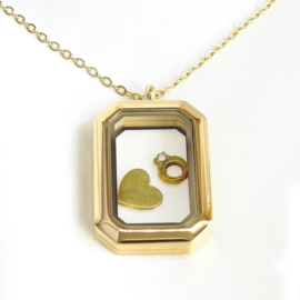 rechthoekig locket medaillon Plain, stainless steel