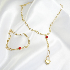 sieradenset Red Stone, stainless steel