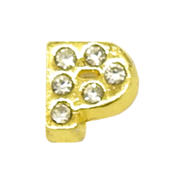 Letter P goudkleur, charm voor in het medaillon