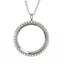 locket foto medaillon met Steentjes , inclusief halsketting