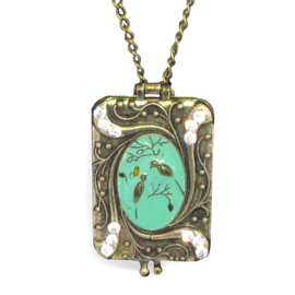 vintage medaillon Vogel met halsketting