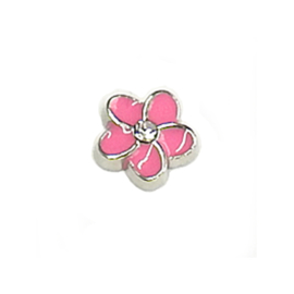 bloem roze floating charm voor in het medaillon
