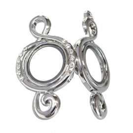 muzieksleutel  locket medaillon met luxe zilveren ketting
